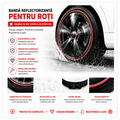 16 benzi reflectorizante pentru roti de masini/motociclete/biciclete, Maxeed®, rosii, 31x1 cm